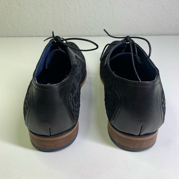 RITIZEN‎ Derby Oxford Dress Shoes Textured Velvet Leather Lace Up Black Plaid - Picture 5 of 11